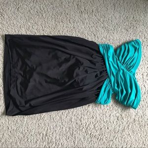 Green and Black Mini Dress